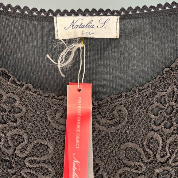 NATALIA S NEW V-Neck Top Womens XXL Embroidered Ribbed Stretch Long Sleeve - Picture 5 of 5